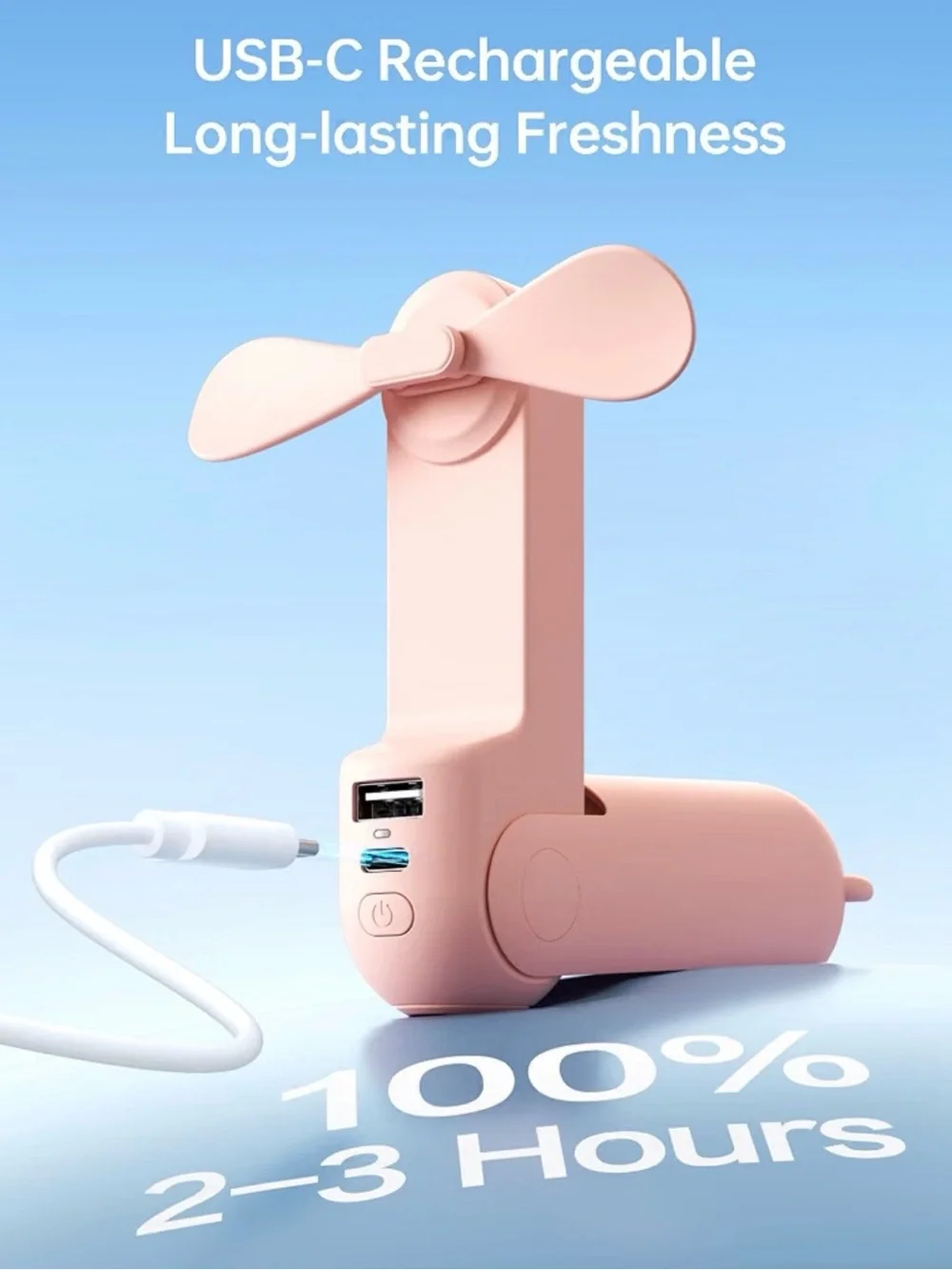 Portable Pink Handheld Mini Fan with USB Charging